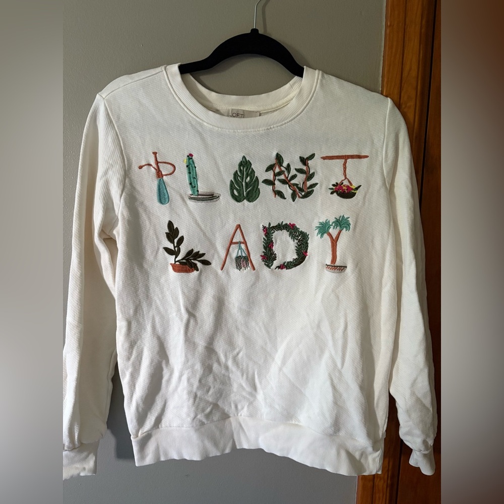 LOFT Plant Lady Cozy Embroidered Sweater